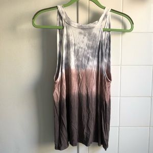 High Neck Tie Ombre Tank Top